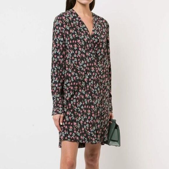 Rag & Bone Shields Black Floral Printed Silk Dress - Picture 1 of 5